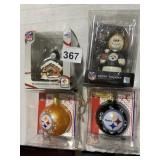 STEELER ORNAMENTS INCLUDING LIGHT UP HOUSE
