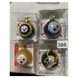 4 STEELERS ORNAMENTS INCLUDING SUPER BOWL