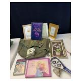 WOOD CRATE, SPOON, FLOWER BACKPACK