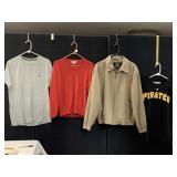 WEATHERPROOF JACKET, PIRATES T SHIRT, PETE MILLAR