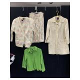 HILARY RADLEY SZ 10 RAINCOAT, 3 PC SWEATSUIT WITH