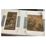 2 CHINESE PRINTS "FISHING ON A SNOWY DAY" &