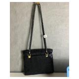 PURSE SINY BLACK MINI OCTAGON WITH GOLDEN CUFFS,