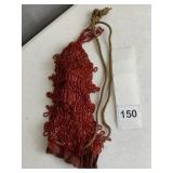 RED DRAWSTRING BEADED PURSE VINTAGE