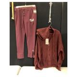 NWT CHIC ST BURGUNDY ZIP UP HOODED SWEATER SZ XL,