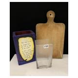 HAND MADE WOOD CANDLE HOLDER AND WOOD CUTTING