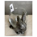 PEWTER RABBIT CANDLE HOLDER, METZME 1983
