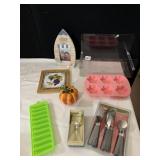 NEW FLATWARE, WINE CORK "L", BOAT PICTURE FRAME,