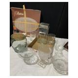 GREEN JARS, PEDESTAL COMPOTES