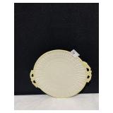 BELLEEK DOUBLE HANDLE PLATE BLACK MARK