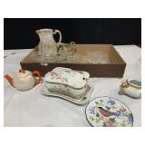 CZECH. SM. TEA POT, BIRD PLATE, ANTIQUE TUREEN