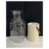 BEIGE W/ BROWN HANDLE ICE BUCKET 11" H - 23" H