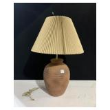 CLAY LAMP 27" H W/ WIDE PLEADED SHADE