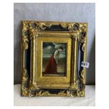 GRAFF WOMAN GOLFER PAINTED ON BOARD 14.5X12.5W IN