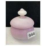 PINK SATIN GLASS CANDY JAR WITH LID