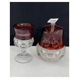 EAPG SMALL PITCHER WITH RUBY FLASHING "MOTHER",