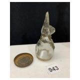 ANTIQUE GLASS RABBIT CANDY CONTAINER WITH SCREW