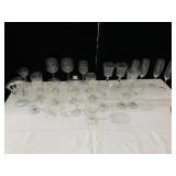 ETCHED GLASS STEMWARE, CHAMPAGNES, WINES, 2 BOXES