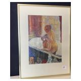 WOMAN IN TUB W/ POT 19.5" H X 14.5" SIGNED LR