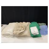 ALL COTTON BLANKETS, GREEN FABRIC, HAND TOWELS
