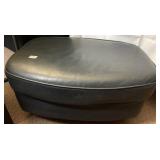 LEATHER OTTOMAN BLUE SOME MARKS SCRATCHES ON EDGE