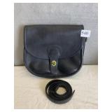 VINTAGE COACH NAVY LEATHER PURSE WITH TWIST LOCK