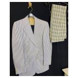 BLUE, WHITE LARRIMORE JACKET 41 R AND WOOL PANTS