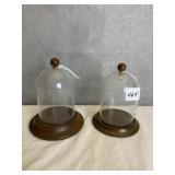 2 DISPLAY GLASS DOMES WITH HOOK TO HANG ORNAMENT