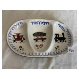 STANGL POTTERY TRAIN THEMED DIVIDED SERVING DISH