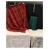 PLAID BLANKET, OVERLAY TABLE CLOTH, WHITE TABLE