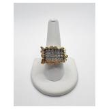 14K NUGGET RING WITH 24 ROUND DIAMONDS SIZE 10.