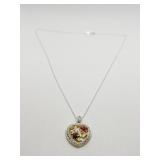 STERLING HEART NECKLACE WITH MULTIPLE STONES
