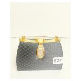 UNBRANDED DARK BLUE EVENING BAG PURSE WITH GOLD