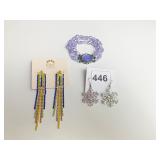 PURPLE GLASS BEAD BRACELET WITH UNICORN