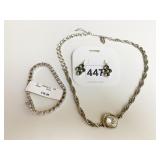 THE GARDEN SILVER TONE METAL PENDANT NECKLACE