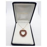 14K GARNET HEART SHAPE NECKLACE 16" LONG PERFECT