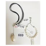 HONORA PEARL BRACELET CORDED NECKLACE WITH LARGE