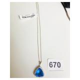 STERLING 925 BLUE STONE PENDANT NECKLACE