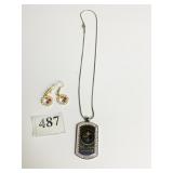 STEELERS SILVER TONE METAL NECKLACE RHINESTONE