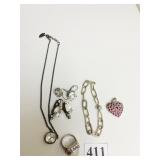 SILVER TONE LARGE LINK BRACELET TWO PAIR PIERCED