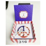VINEYARD HAVEN RED WHITE AND BLUE PEACE SIGN PIN
