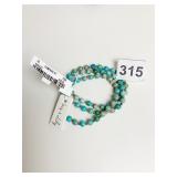 TRIPLE STRAND BLUE GEMSTONE POSSIBLY TURQUOISE