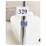 SILVER 925 RING SIZE 7 LARGE BLUE GRAY COLOR