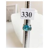 SILVER 925 ISRAEL RING SIZE 8.5 WITH LARGE OVAL