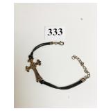 SILVER 925 CROSS AND CORD BRACELET