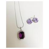 AVA RO SILVER 925 CHAIN NECKLACE WITH PURPLE