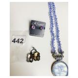 KIRKS FOLLY BLUE GLASS BEAD NECKLACE WITH MOON