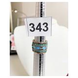 SILVER 925 SWIVEL BAND RING INSET BLUE STONES