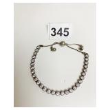 SILVER TONE METAL RHINESTONE BRACELET