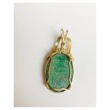 NECKLACE PENDANT IN GOLD FILLED SETTING GREEN